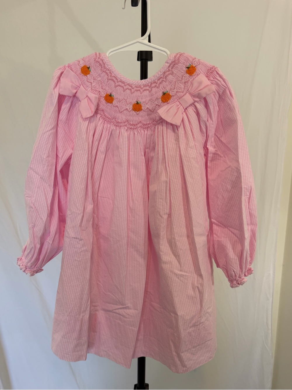Cecil and Lou Pink Gingham Bishop Smocked Pumpkin Dress Size 6